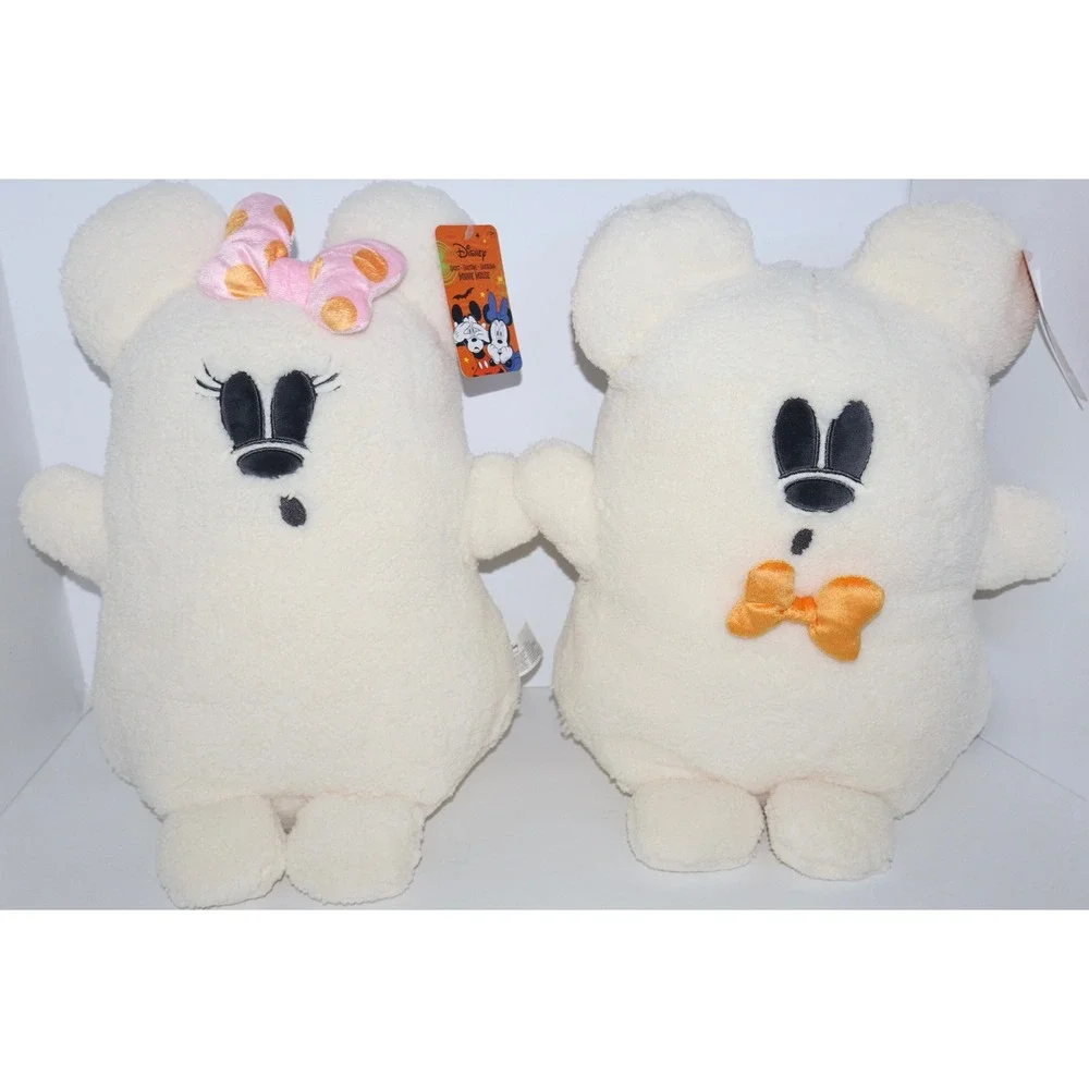Disney Halloween 2026 Mickey and Minnie Ghost Plush Pillows Set NEW